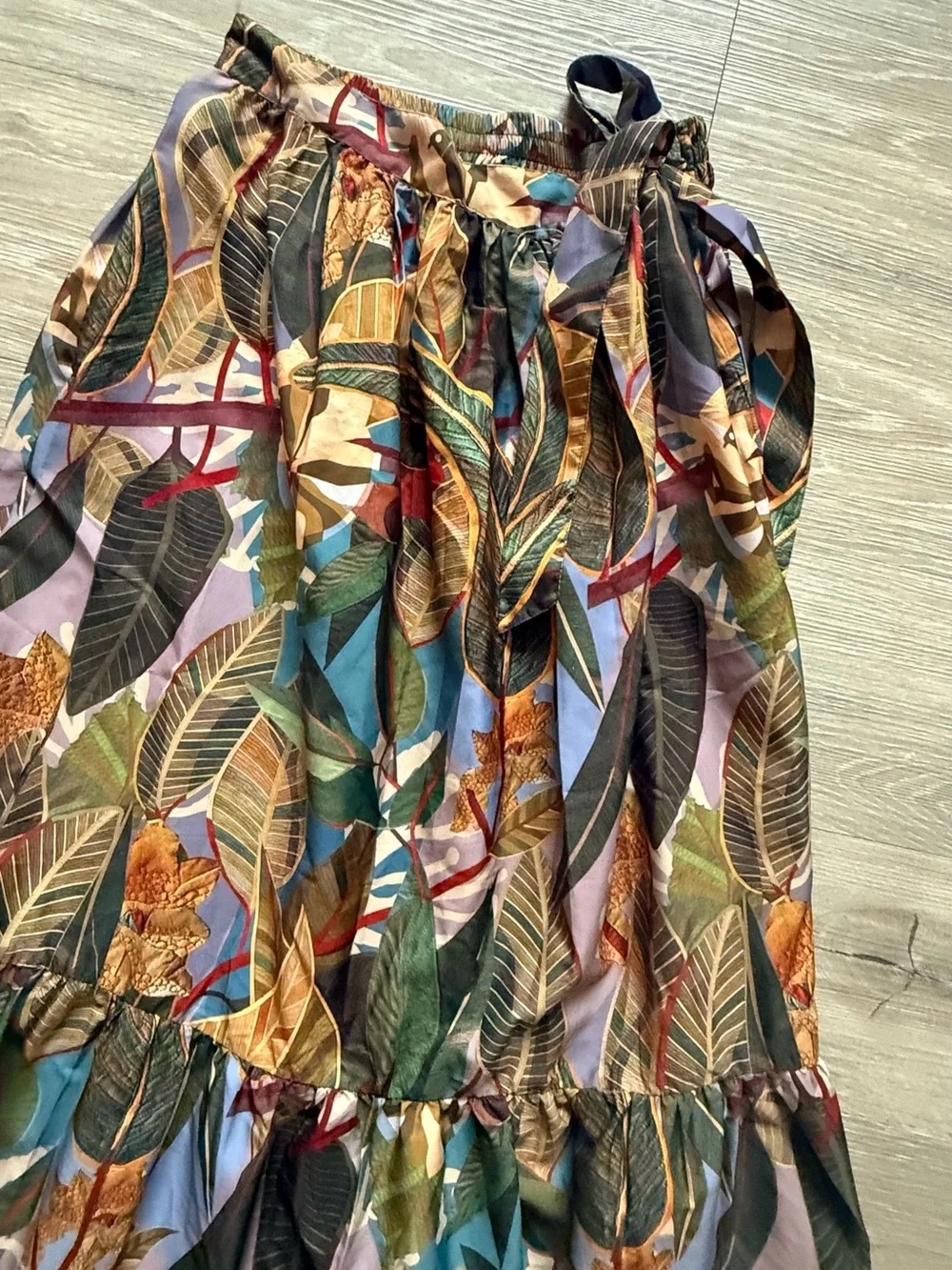 Rachel Zoe Leaf-Print Maxi Skirt in Green, Brown, Blue - Picture 5 of 11